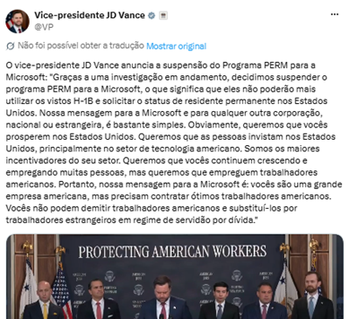 Governo Trump suspende participação de big techs em programa de green card e dificulta contratação de estrangeiros - Imagem do artigo original